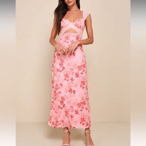 Floral Pink Cutout Dress